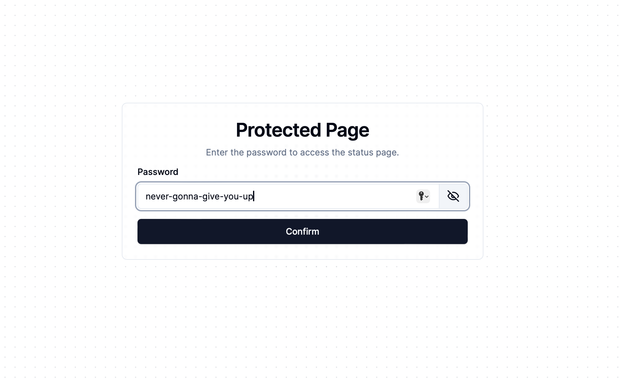 Password-protected status page