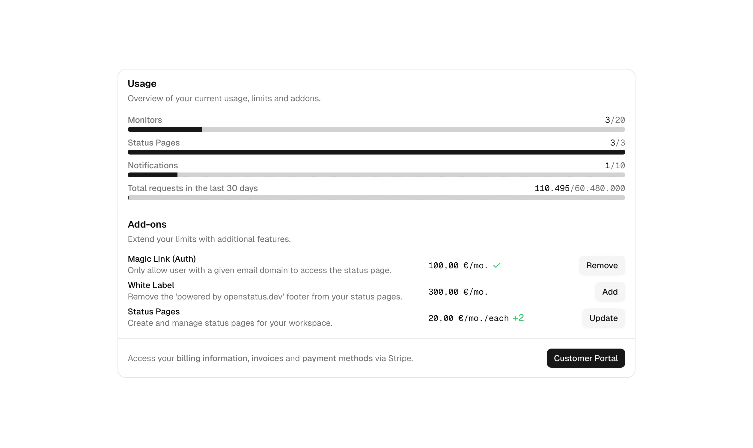 Workspace billing settings form container