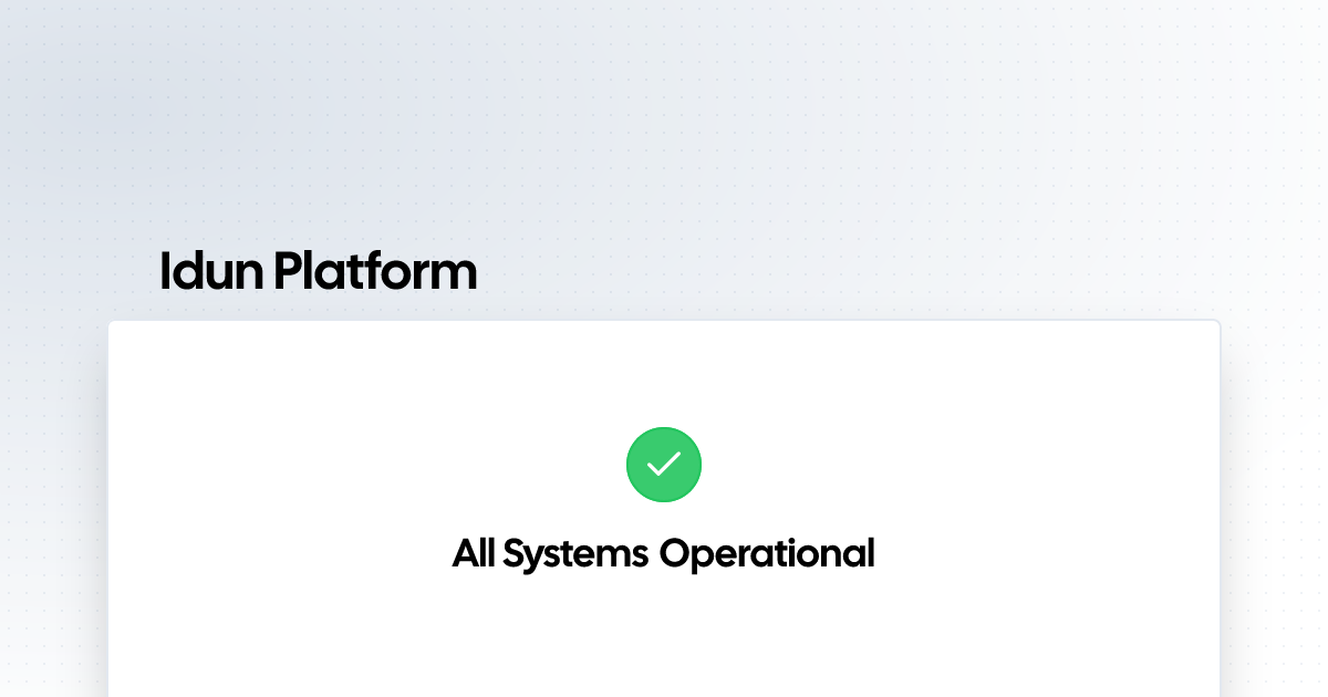 Idun Platform | Status Page