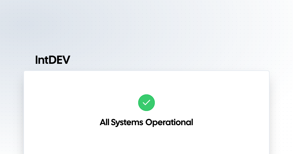 IntDEV | Status Page