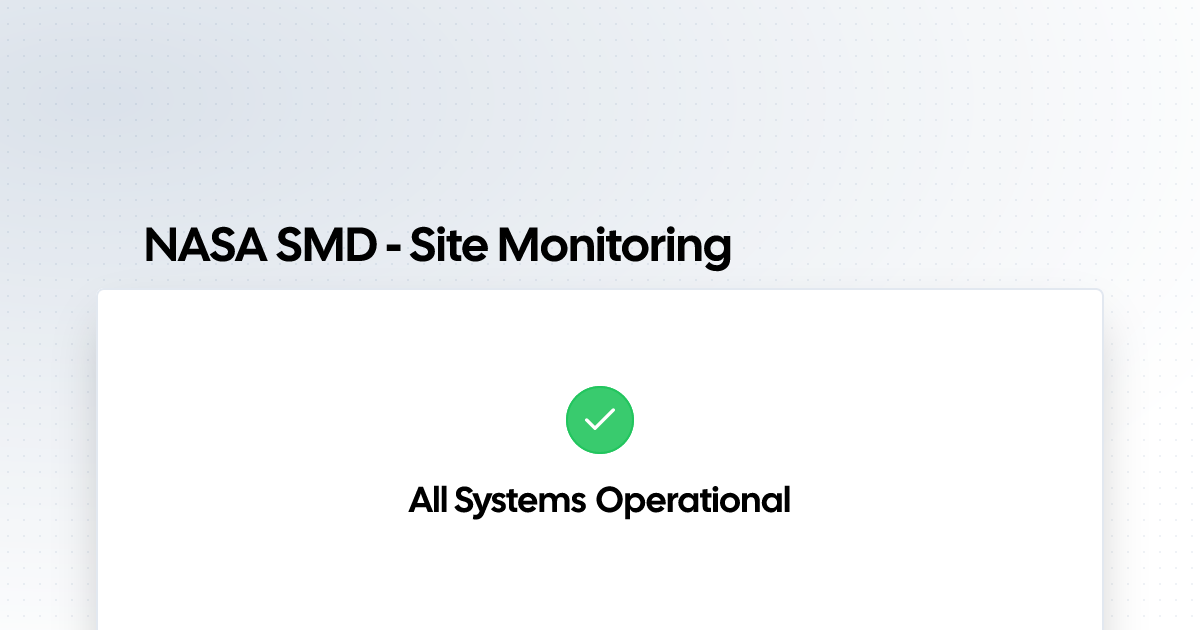NASA SMD - Site Monitoring | Status Page