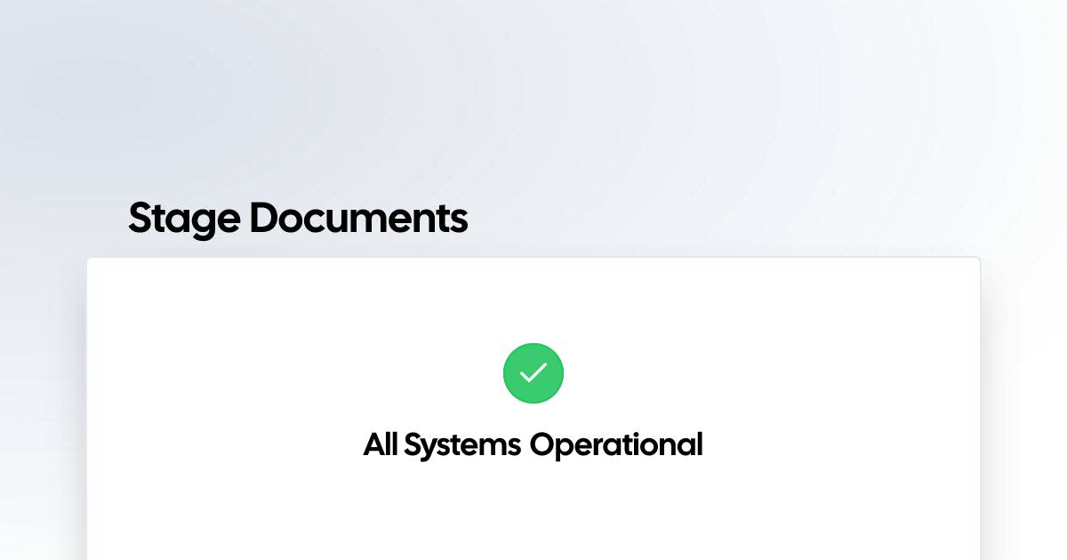 Stage Documents | Status Page