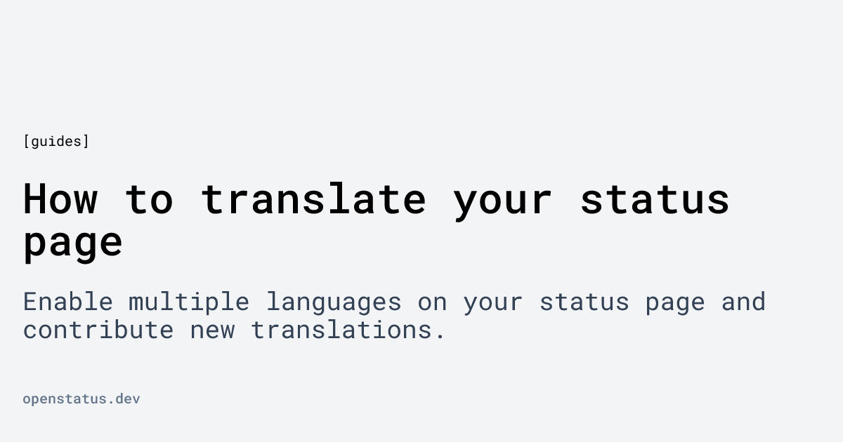 How to translate your status page | openstatus